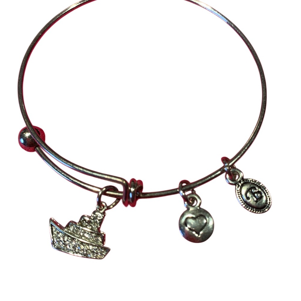Silver Charm Bracelet with Heart and Boat Charms
